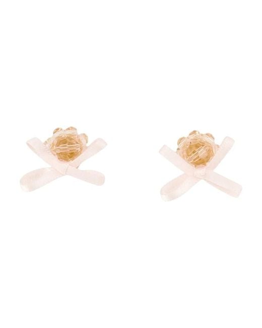 Simone Rocha White Petite Bow Daisy Earrings