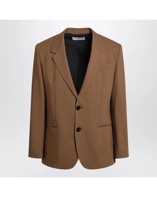 AMI Brown Hazelnut Single-Breasted Wool Jacket for men