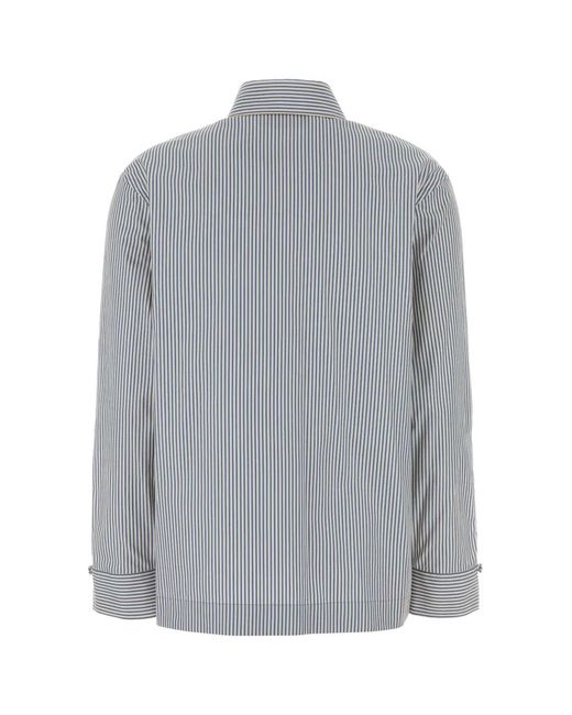 Fendi Gray Embroidered Poplin Shirt