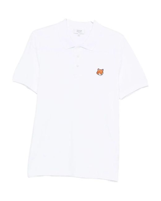 Maison Kitsuné White Maison Kitsuné Fox Head Cotton Polo Shirt for men