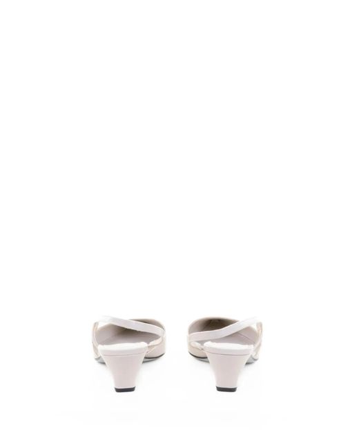 Roberto Festa White Brushed Leather Slingback Pumps