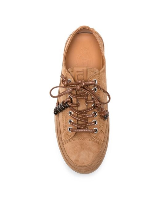 Tod's Brown Tassel-Detail Suede Sneakers