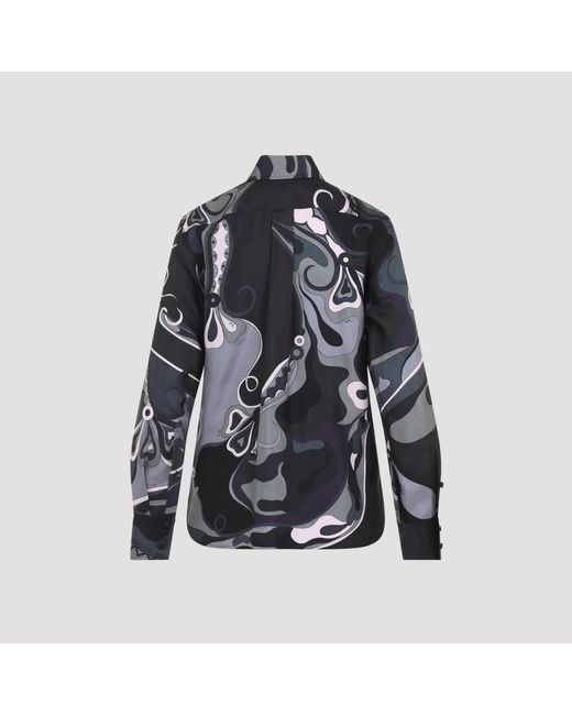 Emilio Pucci Black Orchid Print Shirt