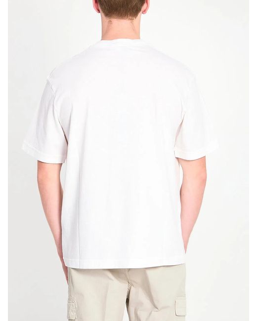 Stone Island White Regular Fit T-Shirt With “Light Compass” Print for men