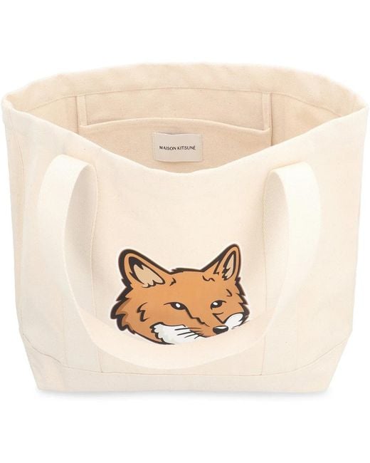 Maison Kitsuné White Maison Kitsuné Fox Head Print Bag