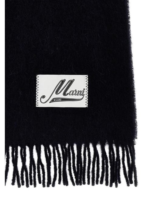 Marni Black Logo Patch Scarf for men