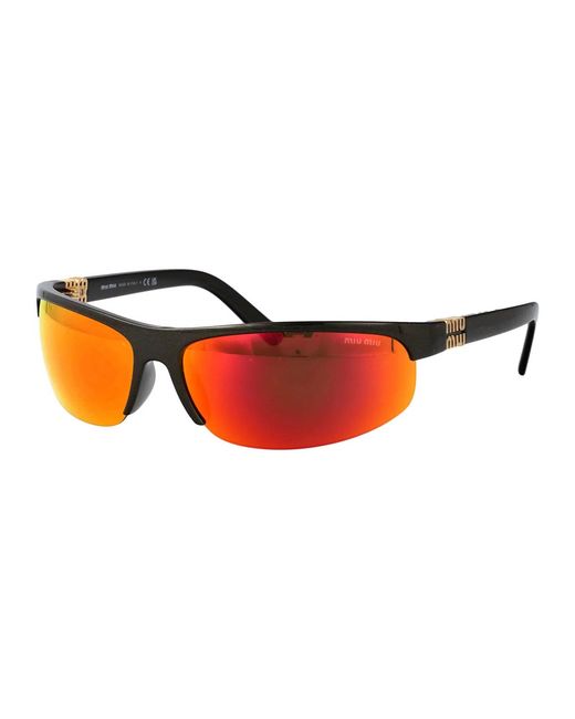 Miu Miu Red Kaki Metal Acetate Sunglasses