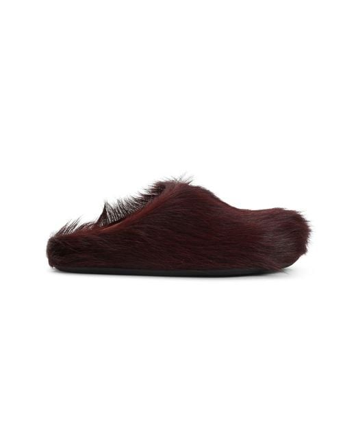 Marni Brown Calf-Hair Fussbett Mules