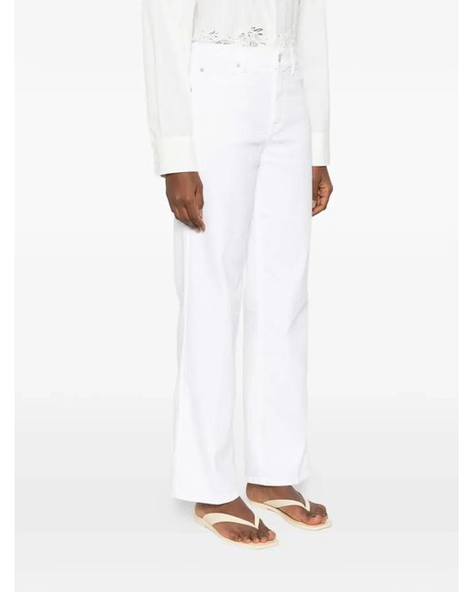 7 For All Mankind White Stovepipe Soleil Straight-Leg Jeans
