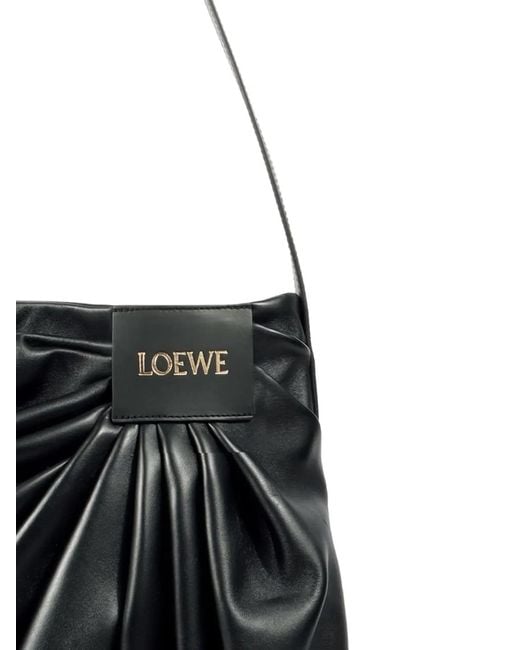 Loewe Black Draped Leather Tote Bag