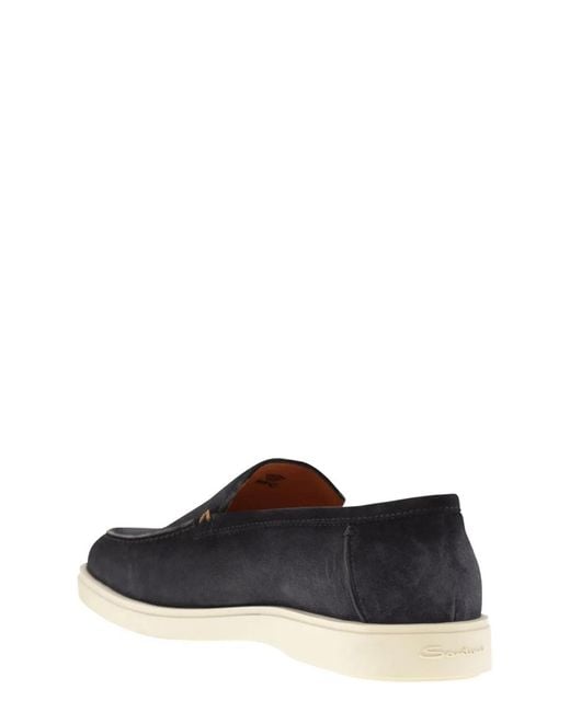 Santoni Black Suede Moccasin for men