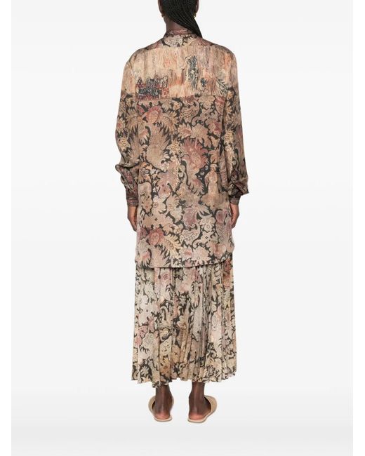 Pierre Louis Mascia Natural Printed Silk Shirt