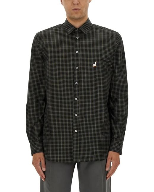 Moschino Couture Black Shirt With Goose Embroidery for men