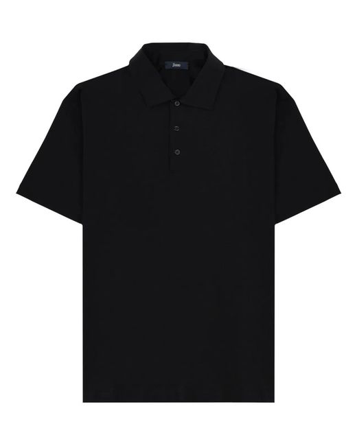 Herno Black Cotton Polo for men