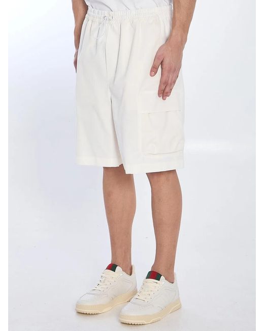 Gucci White Web Bermuda Shorts for men