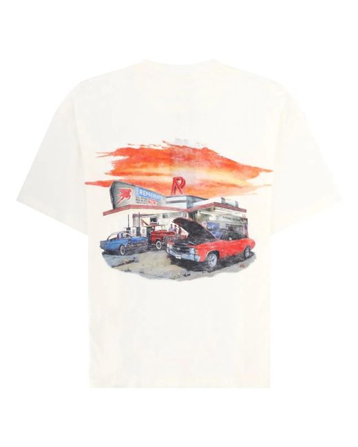 Represent White T-Shirt Con Stampa "24 Hour Service" for men