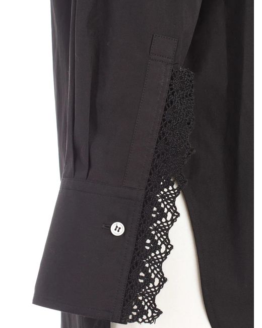Y's Yohji Yamamoto Black Shirt L/S Collar Lace