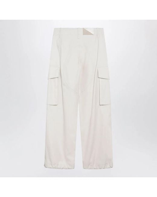 Loewe White Ivory Cotton And Silk Cargo Trousers