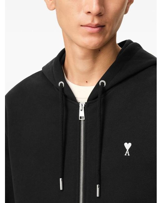 AMI Black Ami De Coeur Cotton Hoodie for men