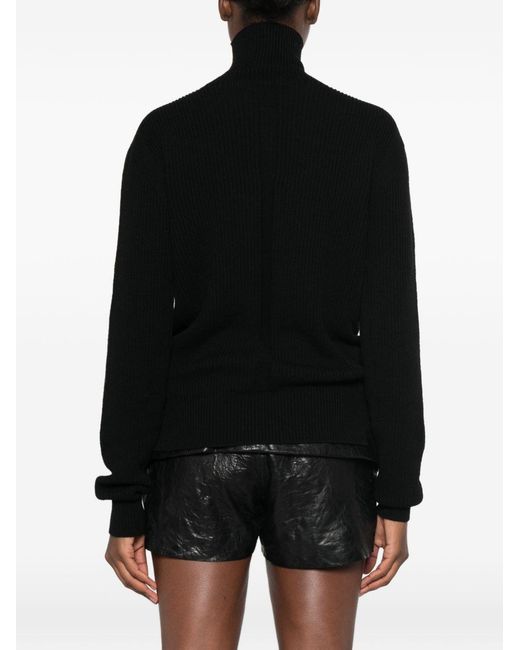 Rick Owens Black Wool Turtle-Neck Sweater