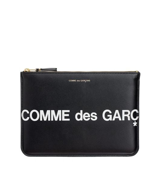 Comme des Garçons Black Wallet Medium Logo Leather Pouch for men