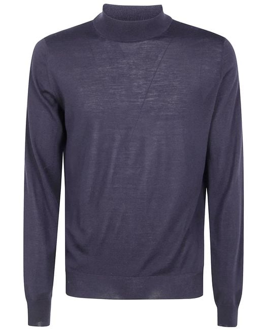 FILIPPO DE LAURENTIIS Blue Mock Turtle Neck Sweater for men