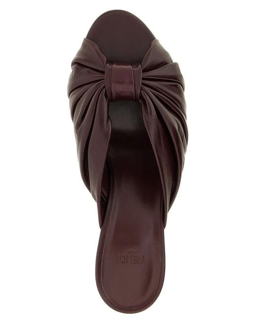 Fendi Brown Arco Sandals Bordeaux