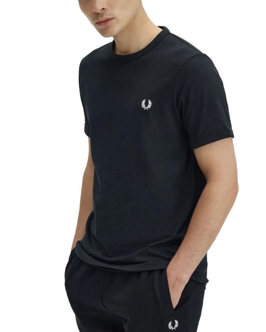 Fred Perry Black Cotton T-Shirt for men