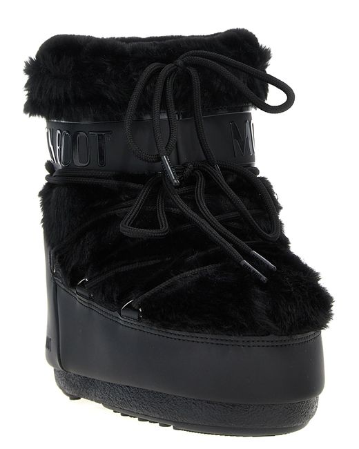 Moon Boot Black 'Ltrack Tube Faux Fur' Ankle Boots