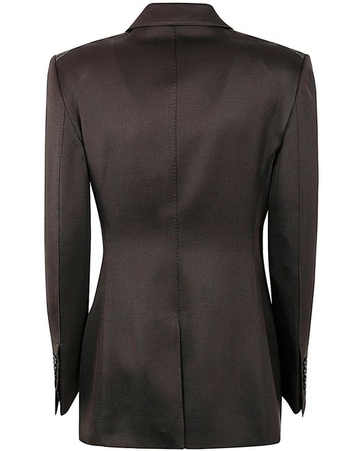 Tom Ford Black Silk And Wool Twill Double Breasted Jacket