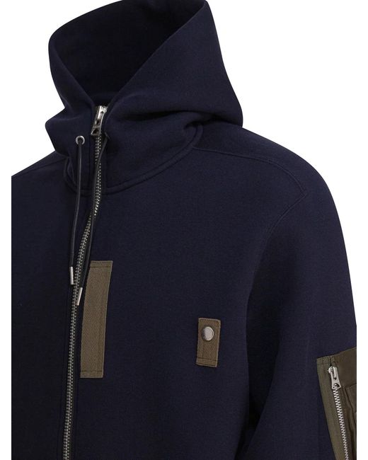 Sacai Blue Cotton Polyester Sweatshirt for men
