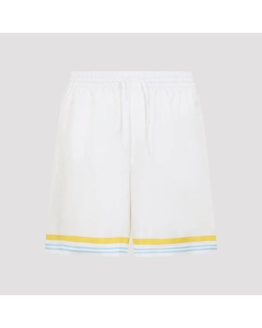 Casablanca White Silk Flower Court Icon Shorts for men