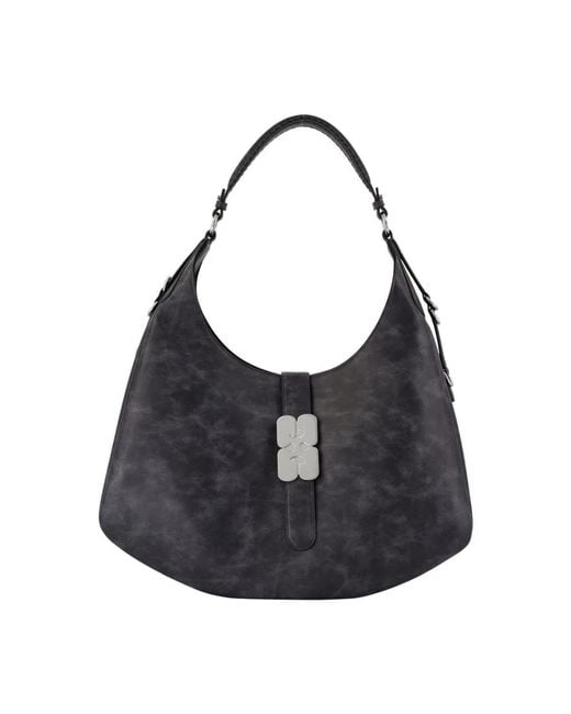 Ganni Black Kat Large Vintage Shoulder Bag