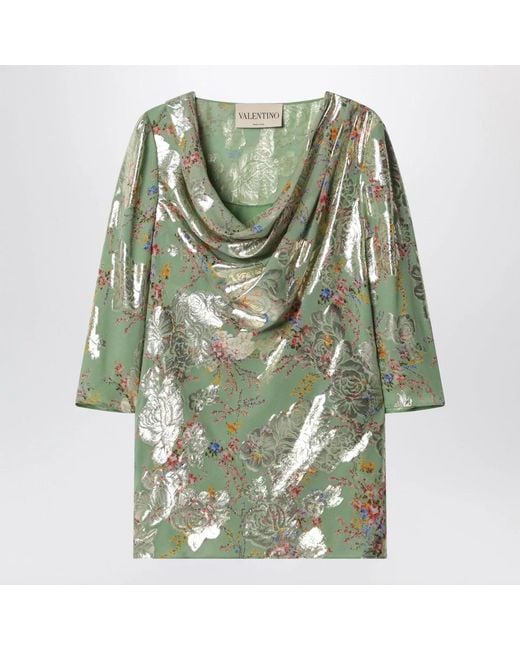 Valentino Garavani Green Printed Lurex Shirt