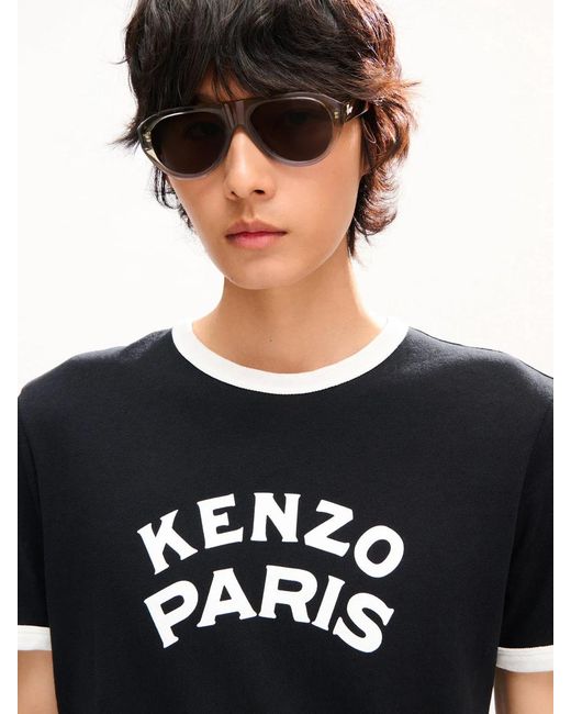 KENZO Black T-Shirt With Printed Logo for men