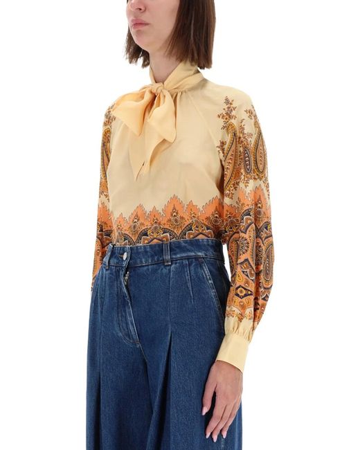 Etro Blue Multicolour Silk Top