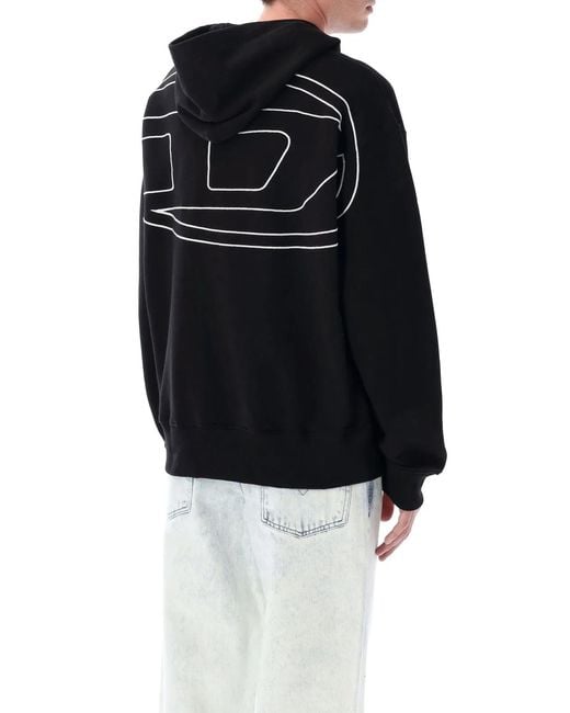 DIESEL Black S-Macs-Hood-Megoval-D Hoodie for men