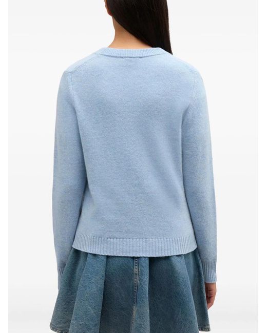 Ganni Blue Wool Crewneck Sweater