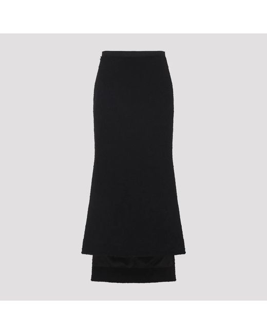 Lanvin Black Asymmetric Straight-Fit Virgin Wool Skirt