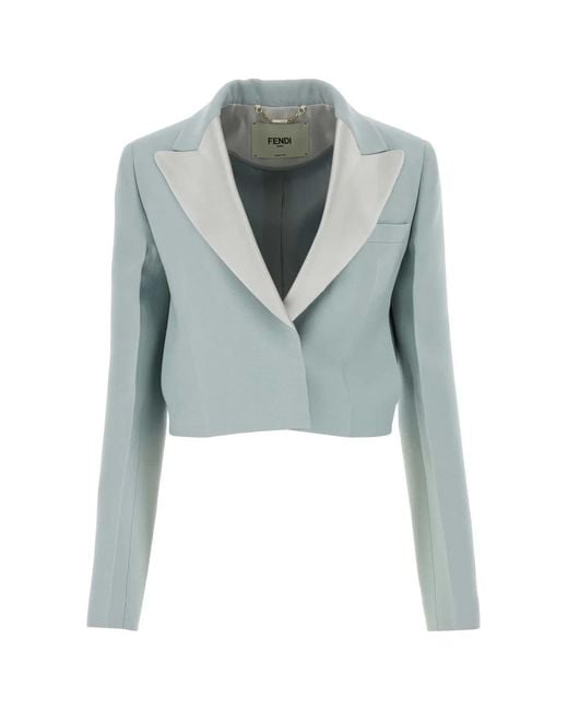 Fendi Blue Powder Wool Blend Blazer