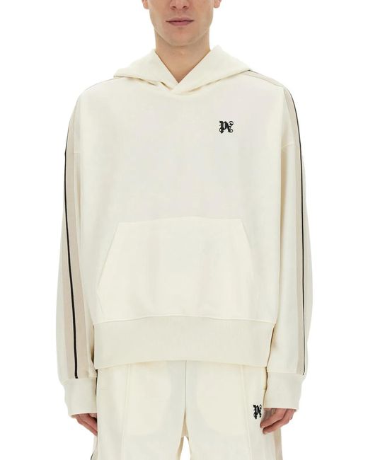Palm Angels White Monogram Sweatshirt for men