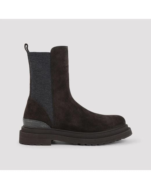 Brunello Cucinelli Black Suede Boot