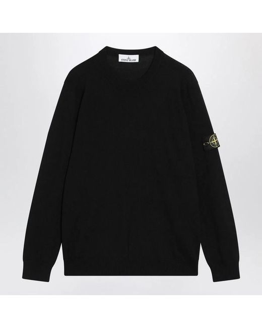 Stone Island Black Logo-Patch Crew-Neck Jumper for men