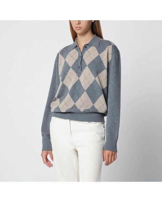 Rohe Blue Polo With Argyle Pattern