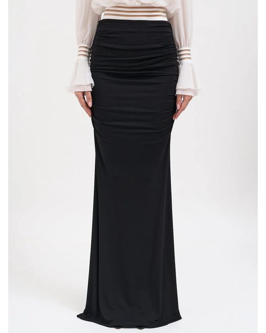 Elisabetta Franchi Black Long Viscose Skirt