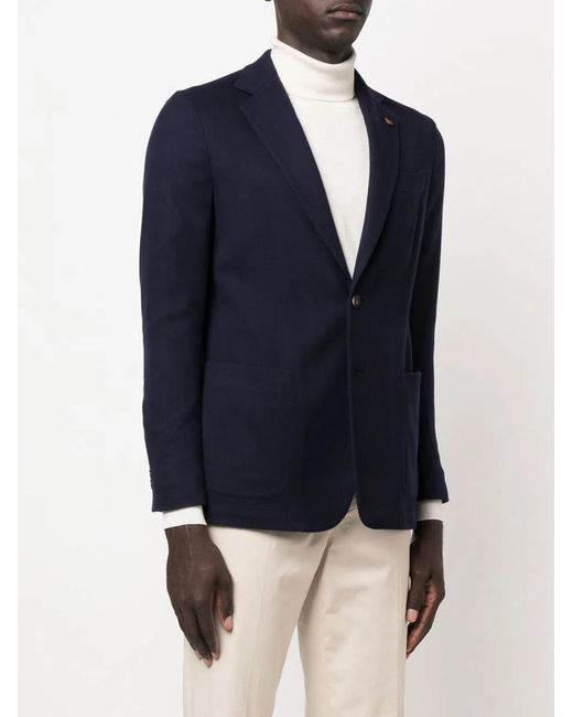 Colombo Blue Wool Single-Breasted Jacket for men