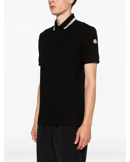 Moncler Black Logo Collar Cotton T-Shirt for men
