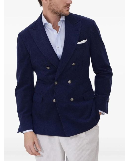 Brunello Cucinelli Blue Wool Silk Cashmere Jacket for men