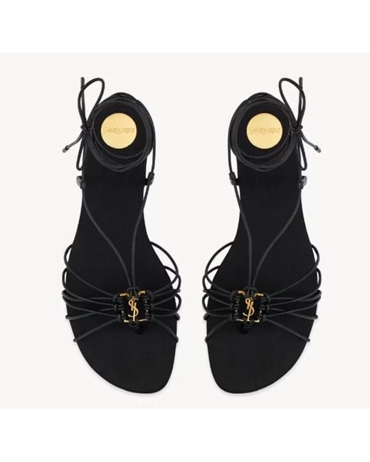 Saint Laurent Black Babylone Satin Sandals