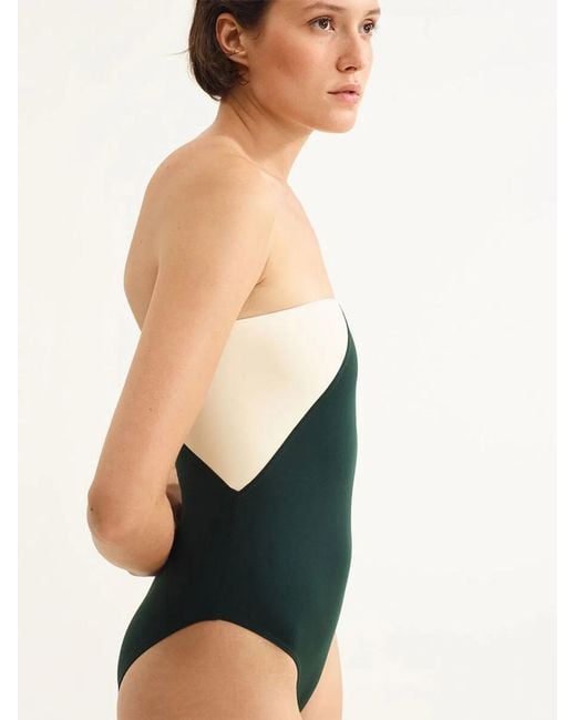 Eres Green Tandem Two-Tone One-Shoulder Swimsuit